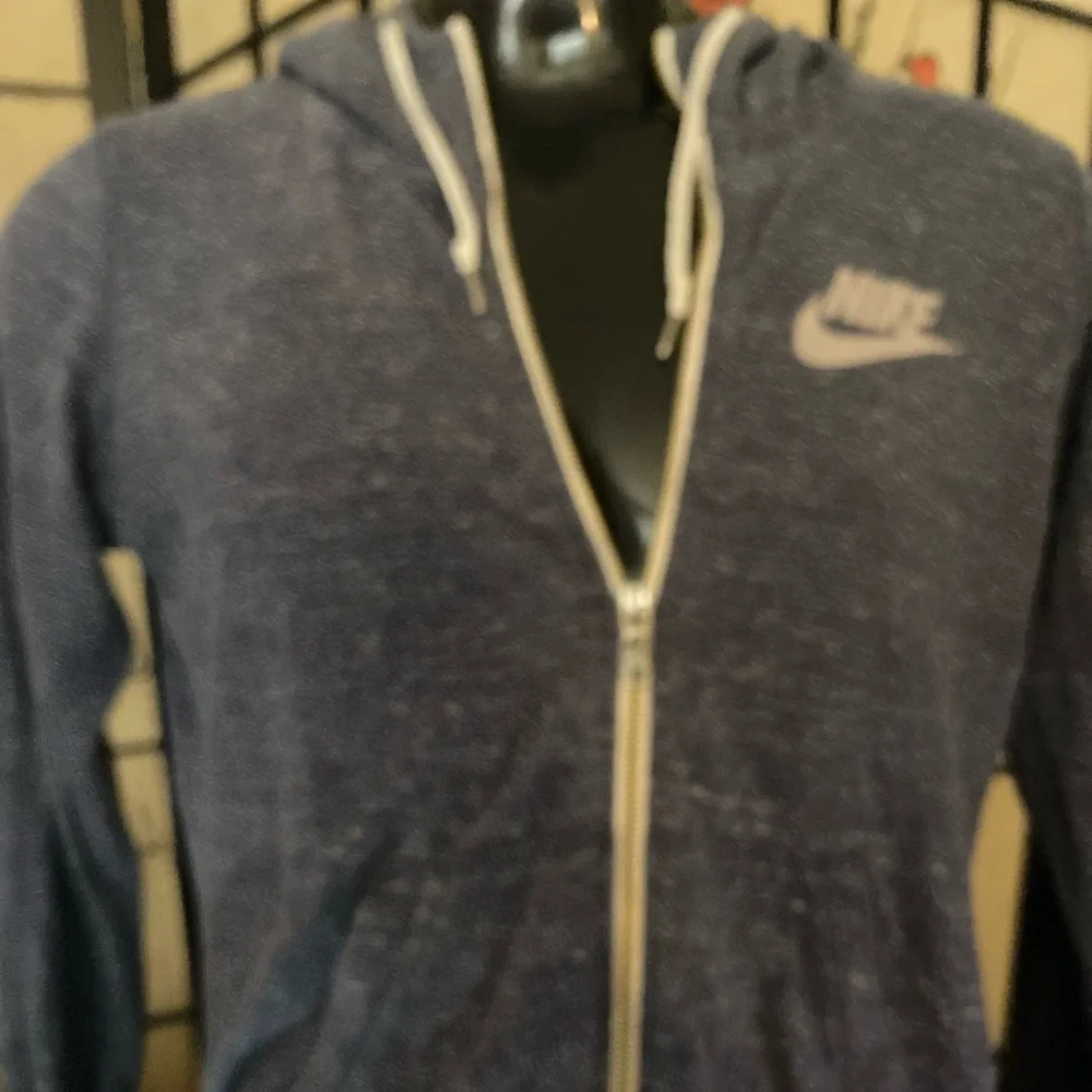 Nike Navy Heather Full-Zip Hoodie with White Logo